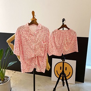 [무배] 핑크 호피 레오파드 파자마 홈웨어 잠옷