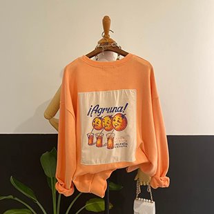 [무배] 오렌지 보이 쭈리 패치 맨투맨 3컬러